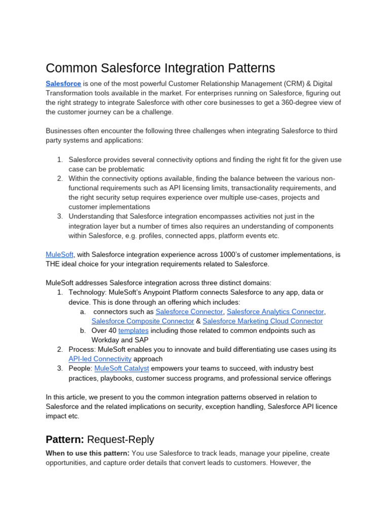 Common Salesforce Integration Patterns v1 | PDF | Cloud Computing ...
