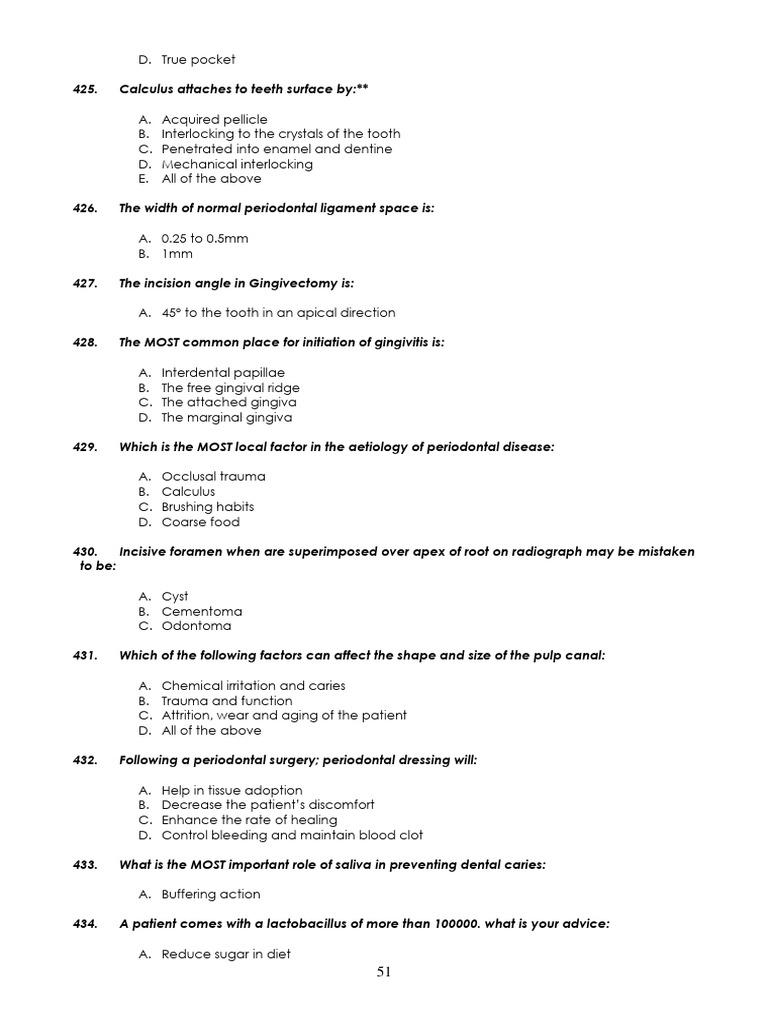 1000 Qs With Doubt Qs-51-60 | PDF | Periodontology | Medical Specialties