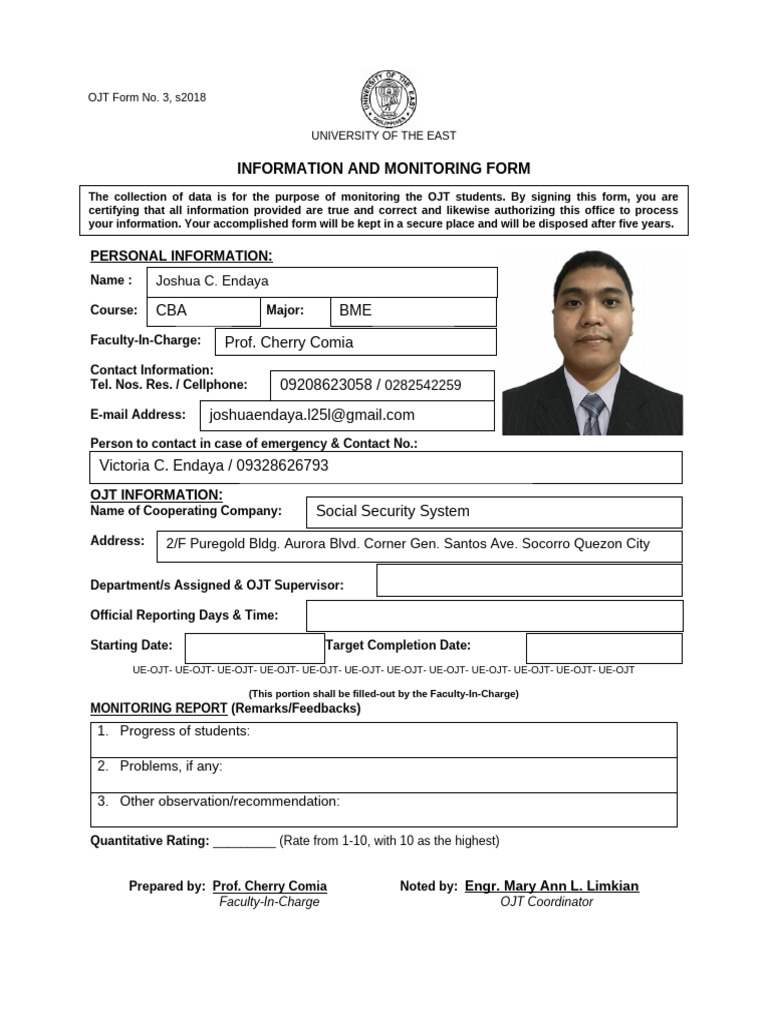 OJT Form No. 3, s2018 | PDF