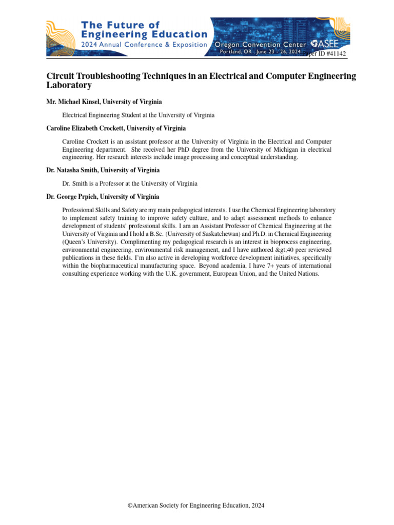Circuit Troubleshooting Techniques in An Electrical and Computer ...