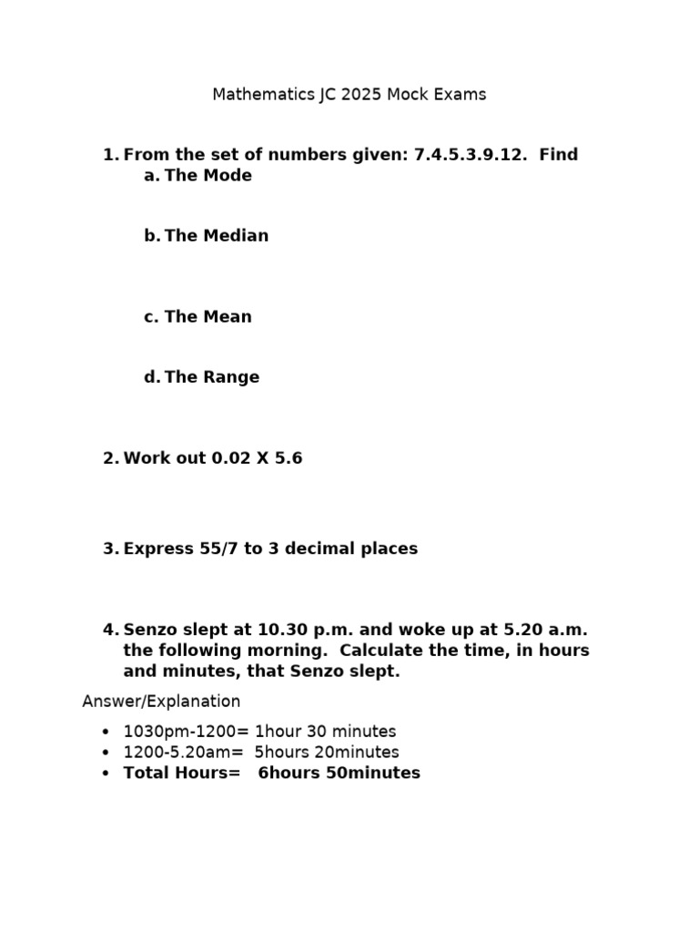 JC 2025 Mock Exams Mathematics | PDF