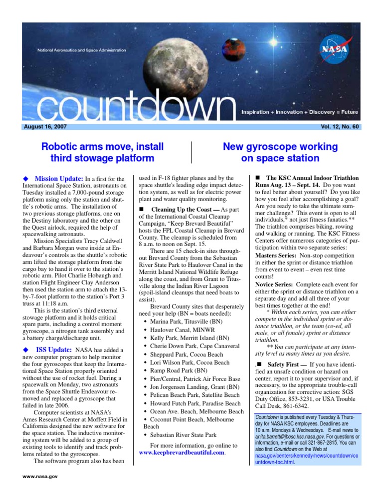 Robotic Arms Move, Install Third Stowage Platform New Gyroscope Working