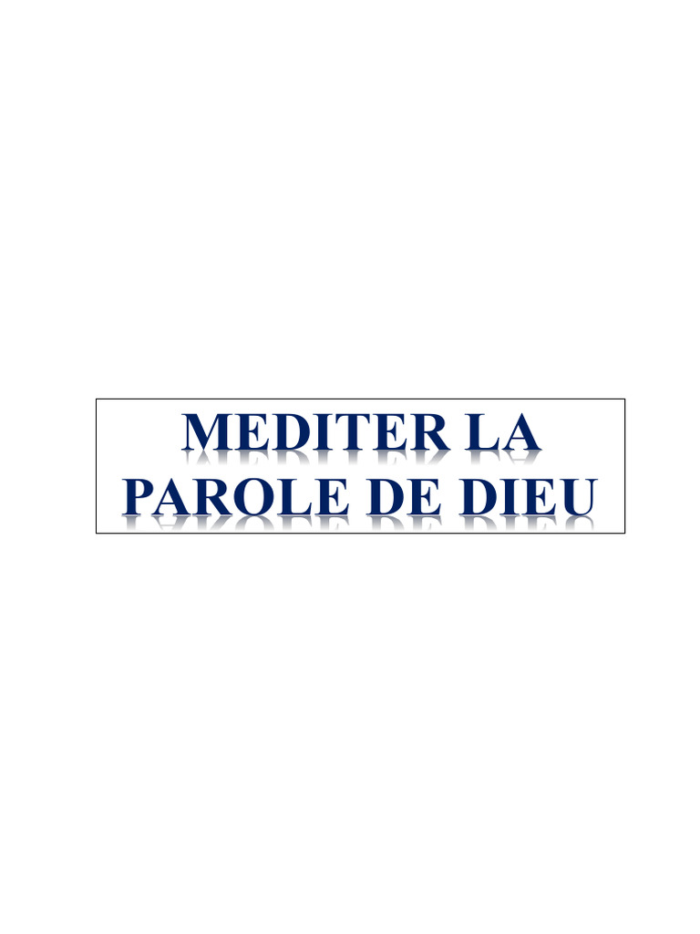 Méditer La Parole de Dieu | PDF | Dieu | Épître aux Romains