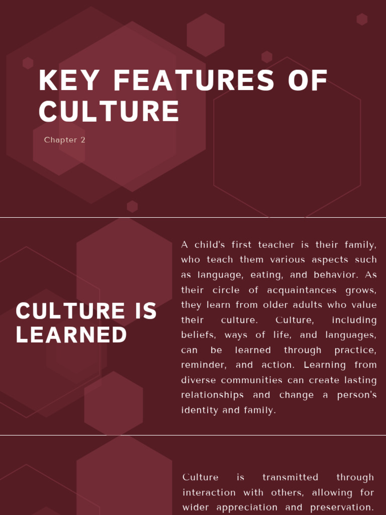 CH2 Key Features of Culture | PDF | Socialization | Behavioural Sciences