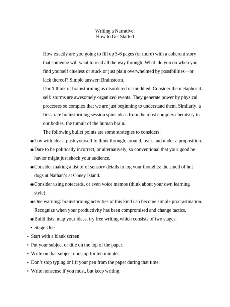 How To Write A Narrative | PDF