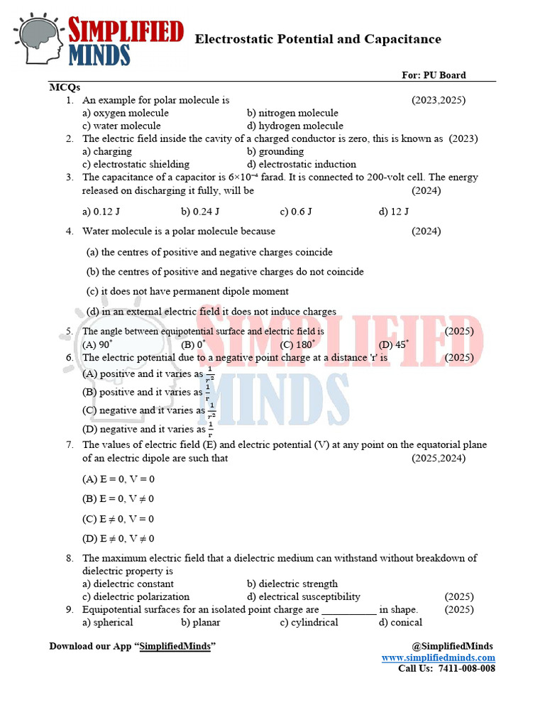 Electric Potential and Cap | PDF | Capacitance | Capacitor