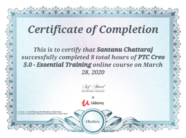 Creo Essential Training Certificate | PDF