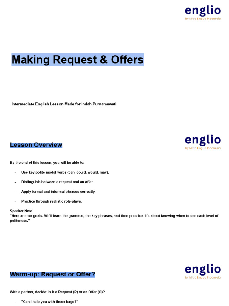 CC Intermediate 6 - Making Requests & Offers | PDF | Linguistic ...