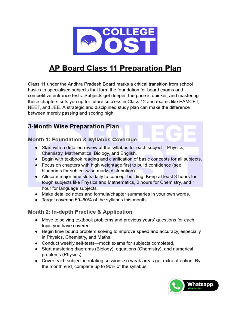 AP Board Class 11 Preparation Plan | PDF | Mathematics