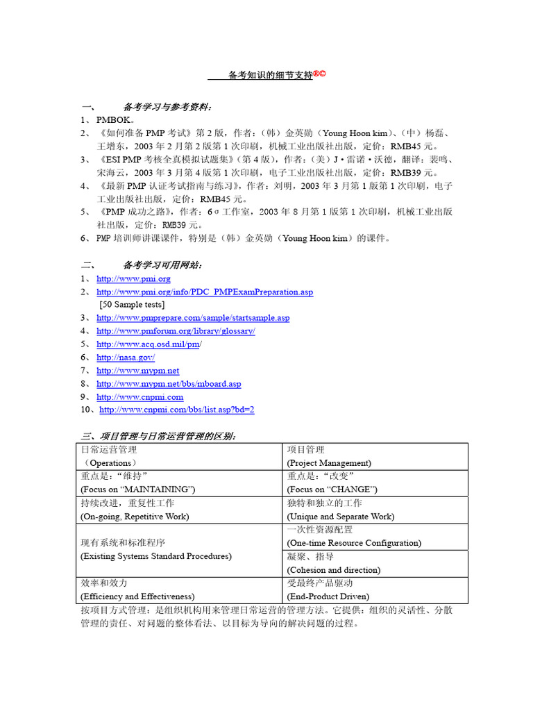 PMP Test Support - & | PDF