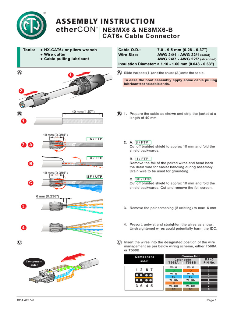 BDA 428 V6 - NE8MX-6 - etherCON C6A - Cable Connector - 202410 | PDF ...