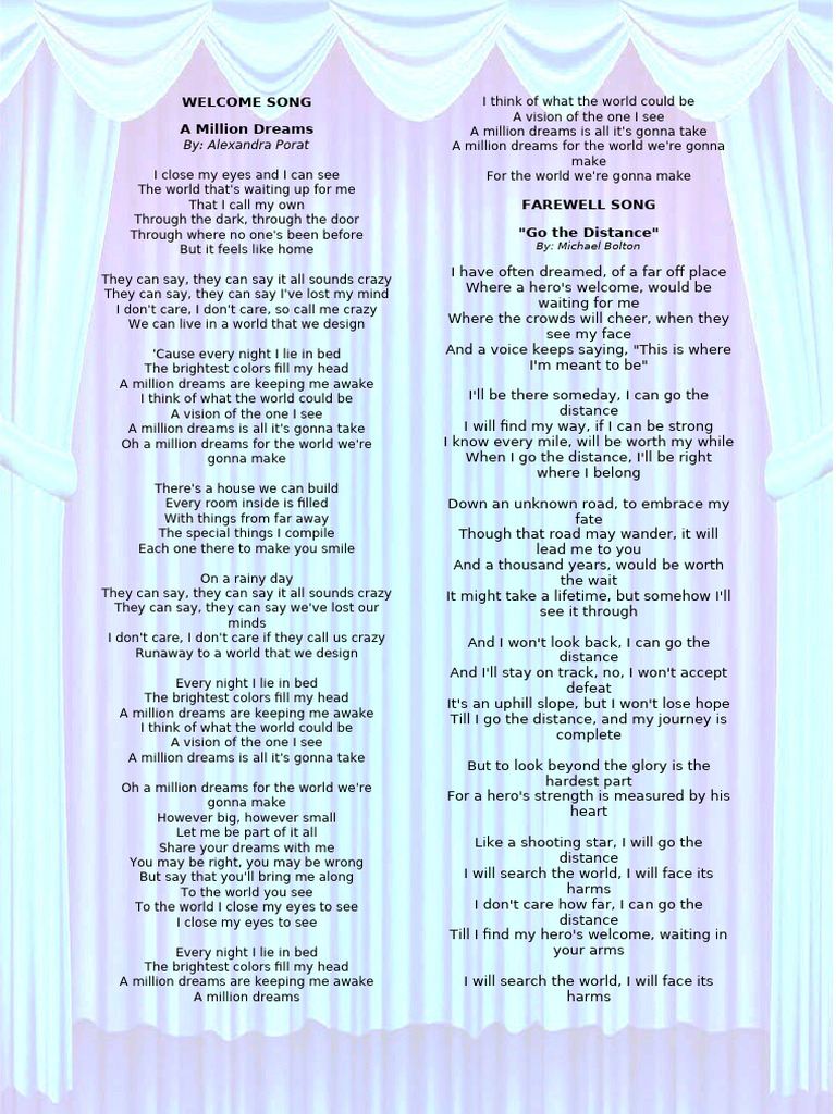 Welcome Song and Farewell Sone | PDF
