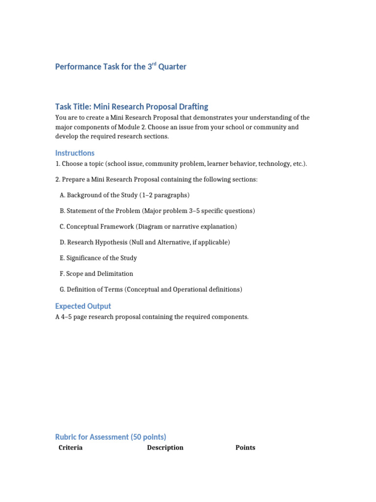 Performance Task 3rd Quarter | PDF