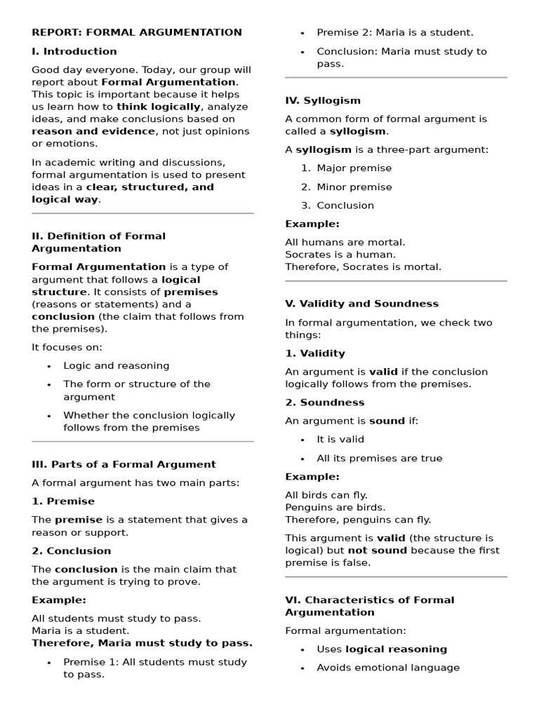 Report | PDF | Argument | Logic