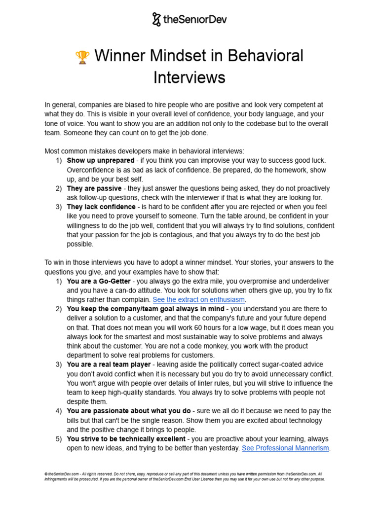 Mindset Behavioral Interviews | PDF | Cognition | Human Communication