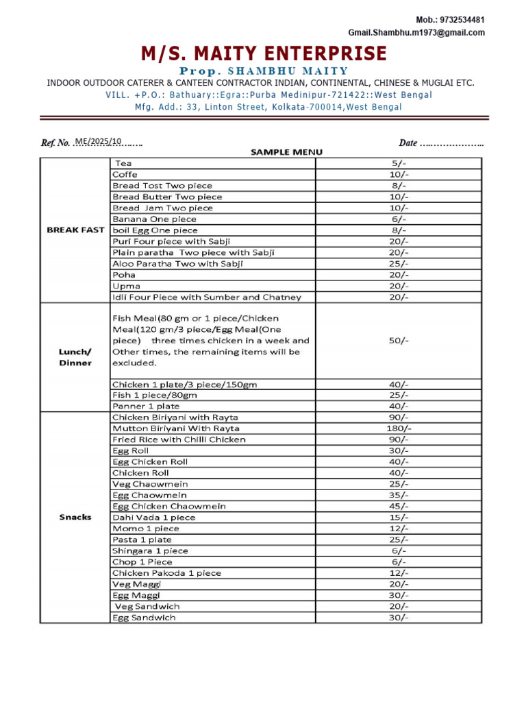 Menu Final | PDF