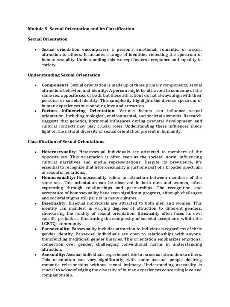 Module 8. Sexual Orientation and Its Classification | PDF | Sexual ...