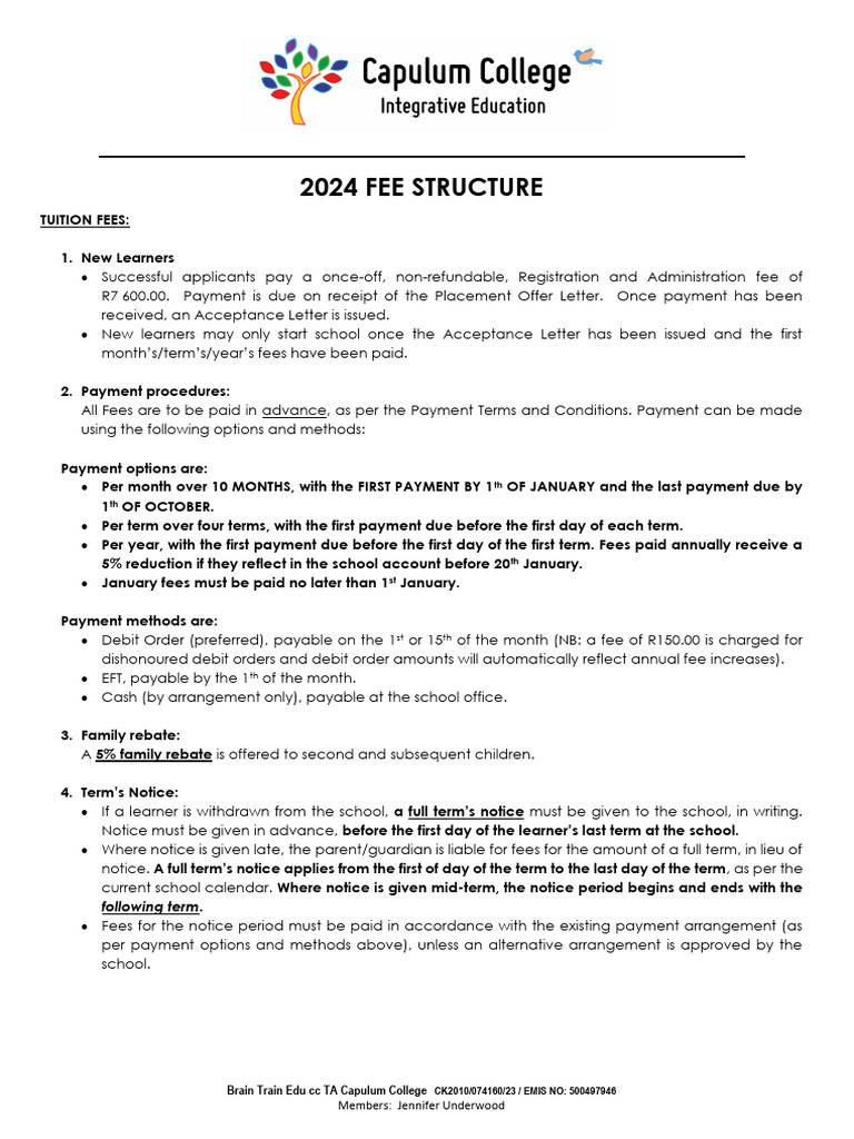 2024 Structure Fee | PDF | Payments