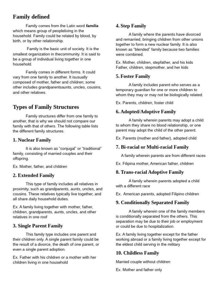 PERDEV REVIEWER ST Family Structure and Family Legacy | PDF | Family ...