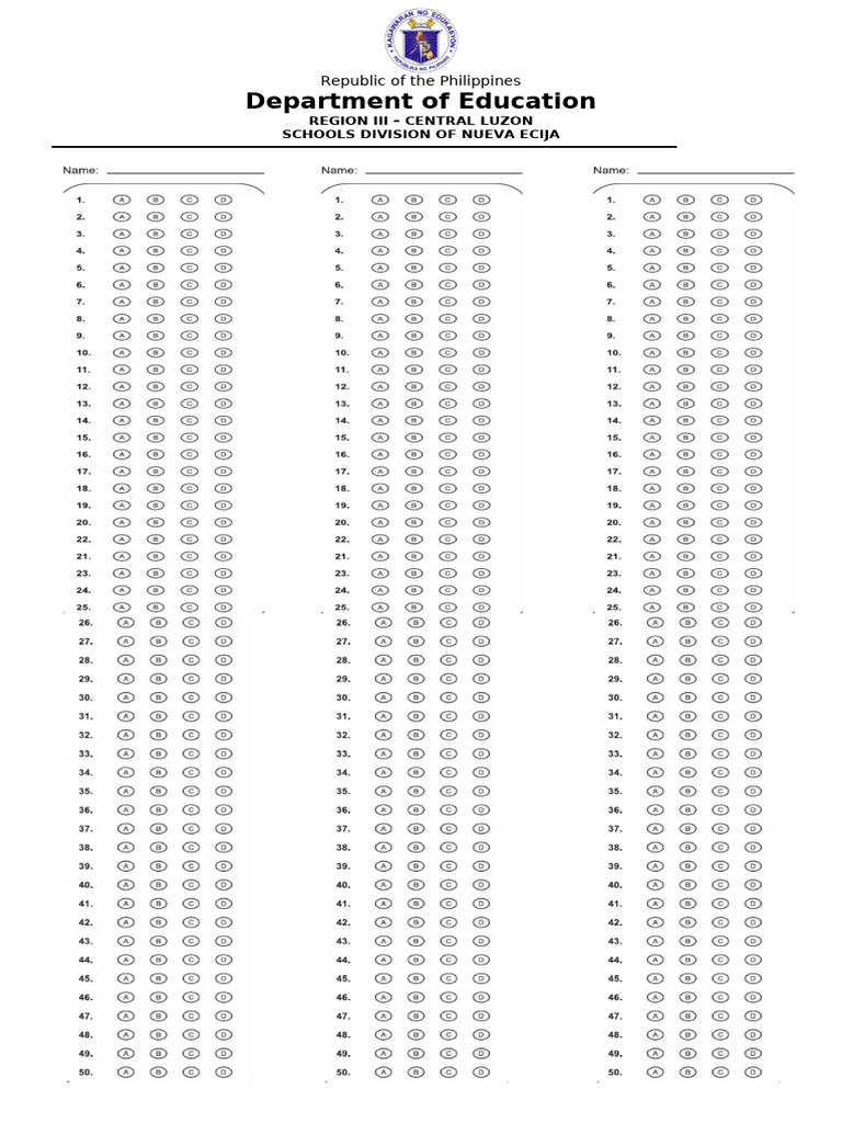 Answer Sheet 1-50 | PDF