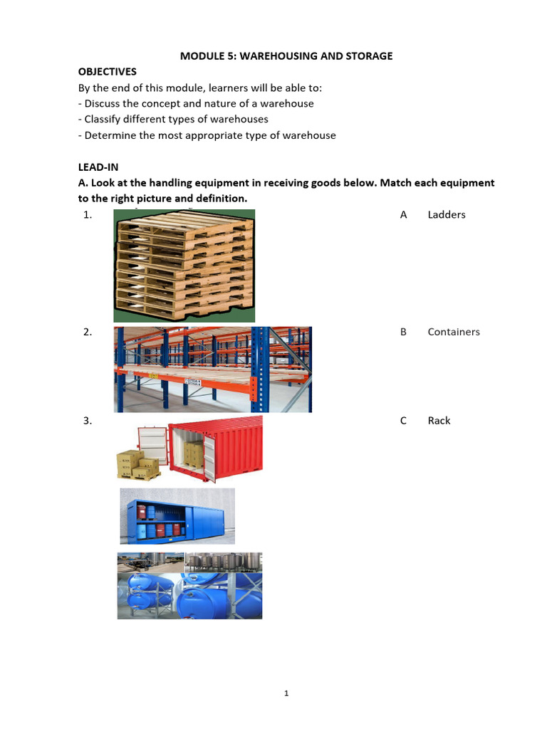 Module 5 - Warehousing and Storage - CB | PDF | Warehouse | Logistics