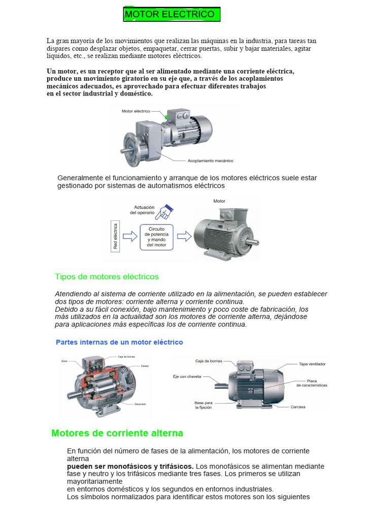 Motores 1 | PDF | Motor eléctrico | Corriente eléctrica