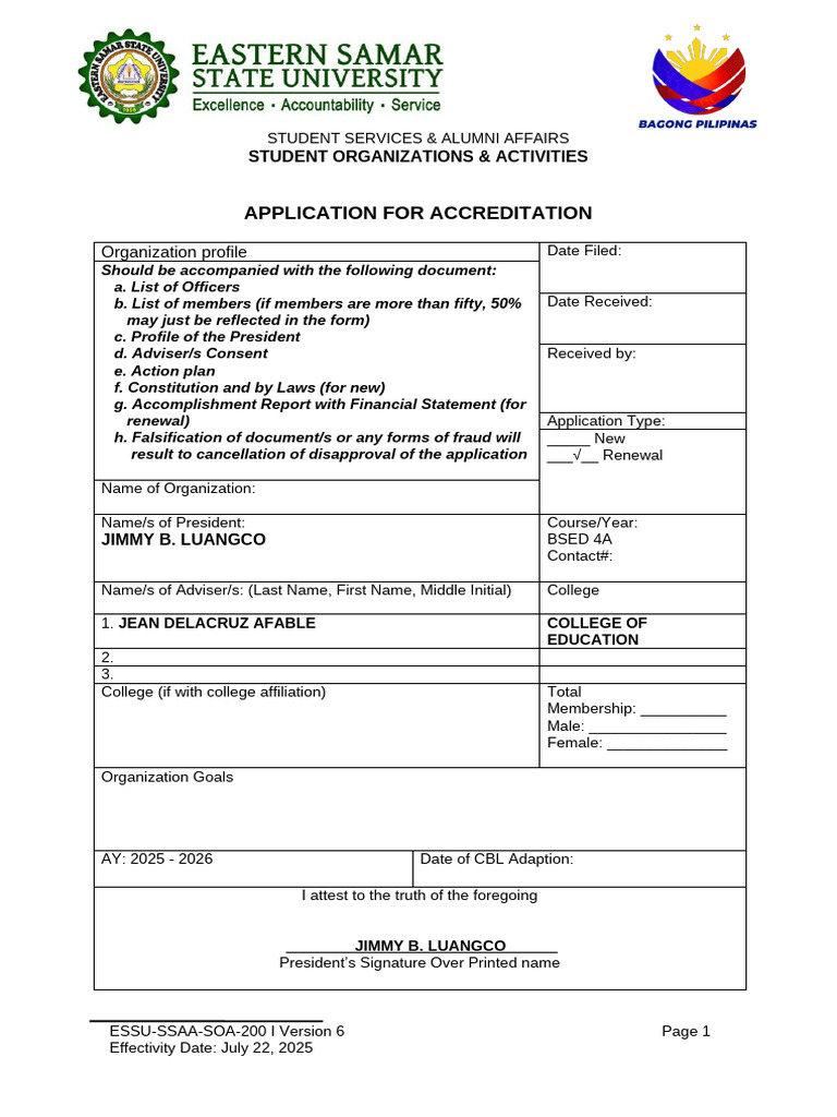200-Application For Accreditation | PDF