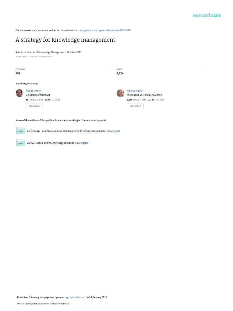 A Strategy For Knowledge Management | PDF | Tacit Knowledge | Knowledge ...