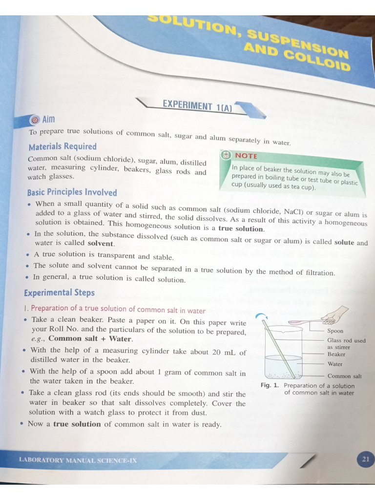 Chemistry Practical Work Class 9 | PDF