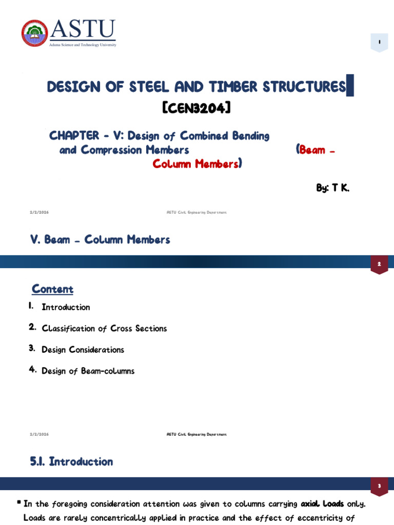 CH-V Beam Column Members Design | PDF | Buckling | Bending