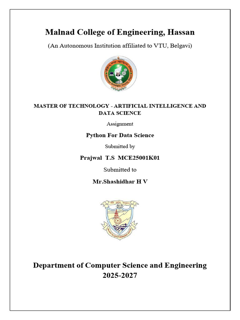 Prajwal Python For Data Science Assignment 2 - Removed | PDF