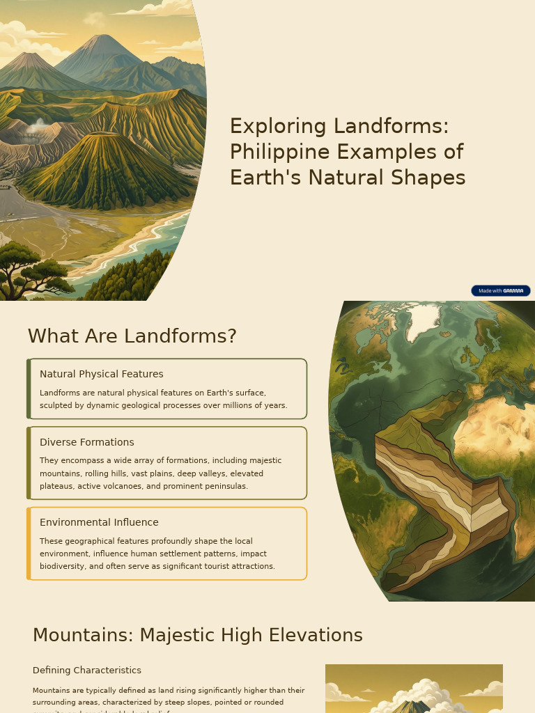 Exploring Landforms Philippine Examples of Earths Natural Shapes | PDF ...