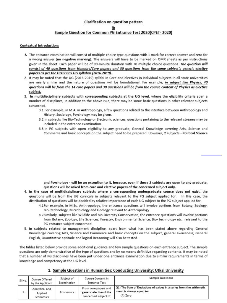 Odisha CPET Sample Questions | PDF | Bioinformatics | Linguistics