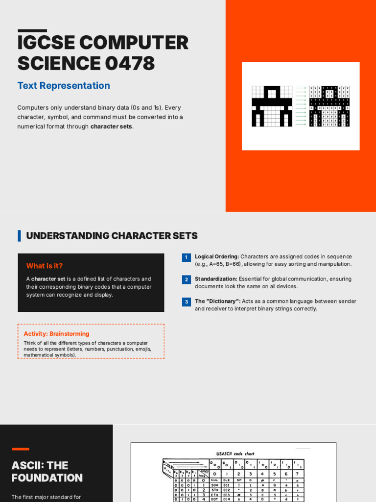 IGCSE Computer Science Text Representation | PDF | Code | Bit