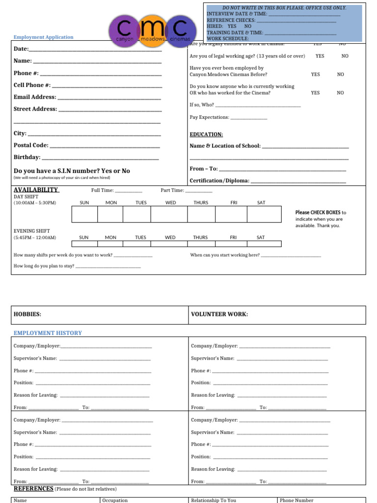Application For Employment 2024 | PDF