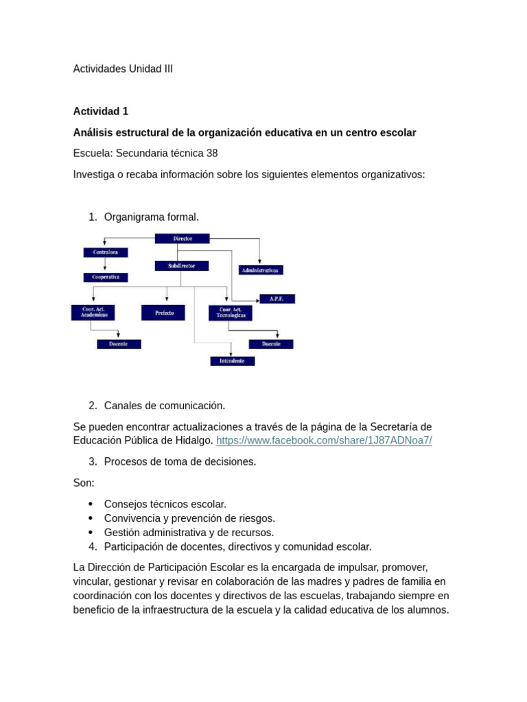 Actividades de La Unidad III | PDF | Escuelas | Planificación