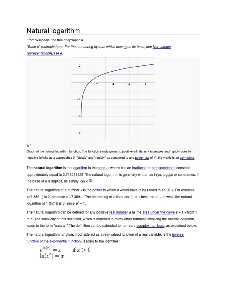 Natural Logarithm | PDF | Logarithm | Exponential Function