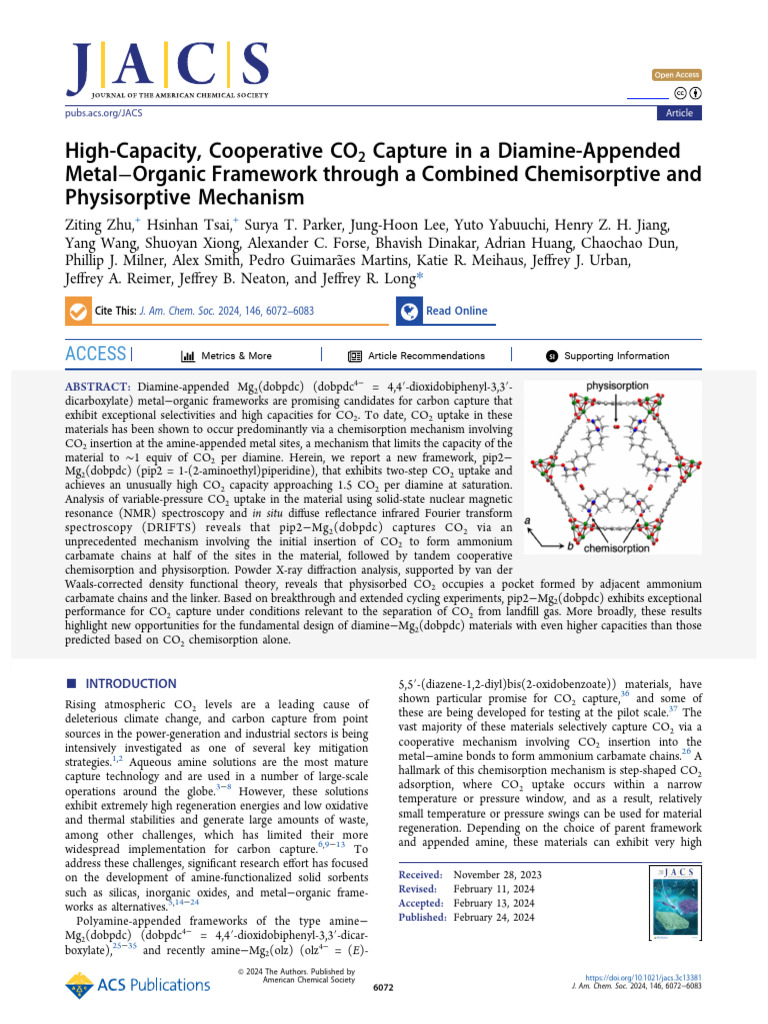 High Capacity Cooperative Co2 Capture in A Diamine Appended Metal ...