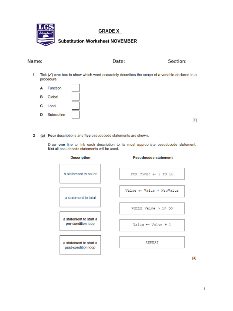 Worksheet 3 | PDF