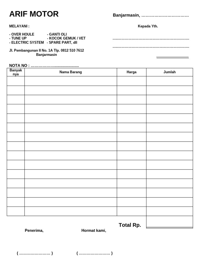 Nota Arif Motor | PDF