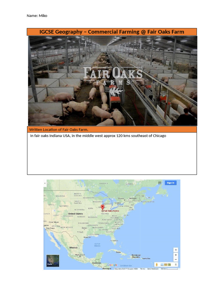 Fair Oaks Farm Fill in Sheet | PDF