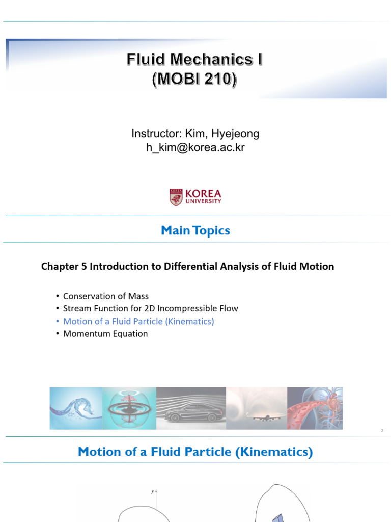 Lecture 19 - (Ch.5) Motion of Fluid Particle | PDF | Kinematics ...