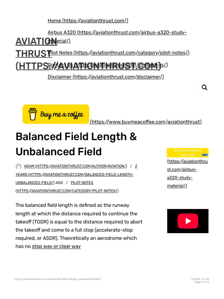 Balanced Field Length & Unbalanced Field - Aviation Thrust | PDF ...