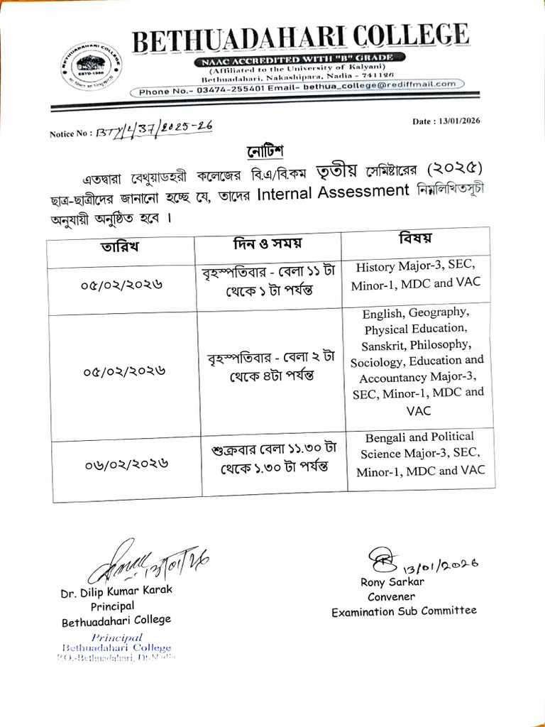 3rd Sem Internal Assessment | PDF