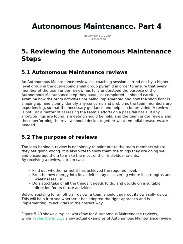 Autonomous Maintenance. Part 4 | PDF