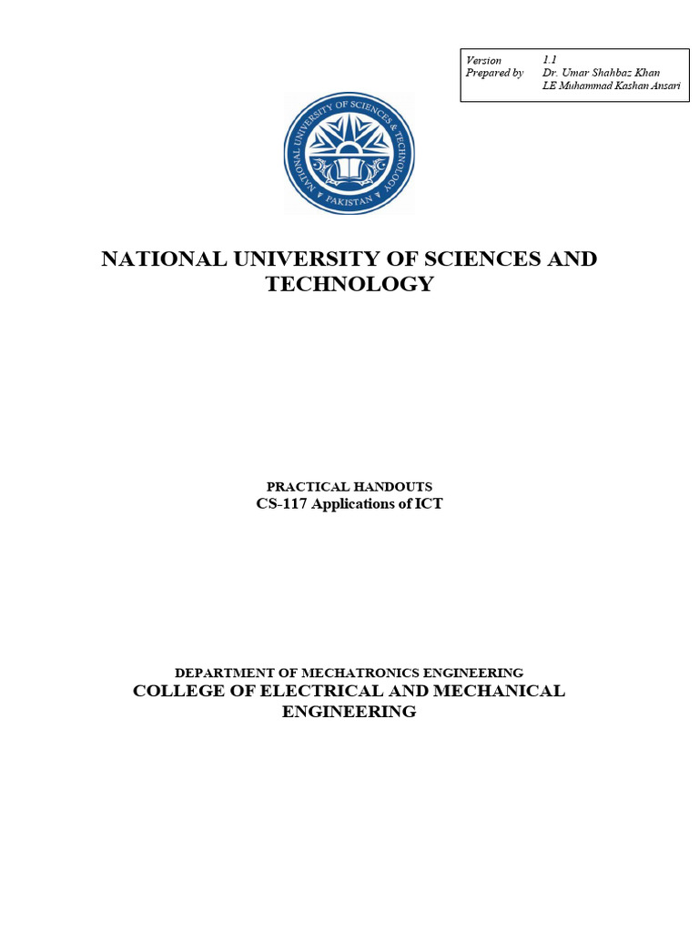 Lab Manual Applications of ICT V1.1 | PDF | Microsoft Excel | Microsoft ...