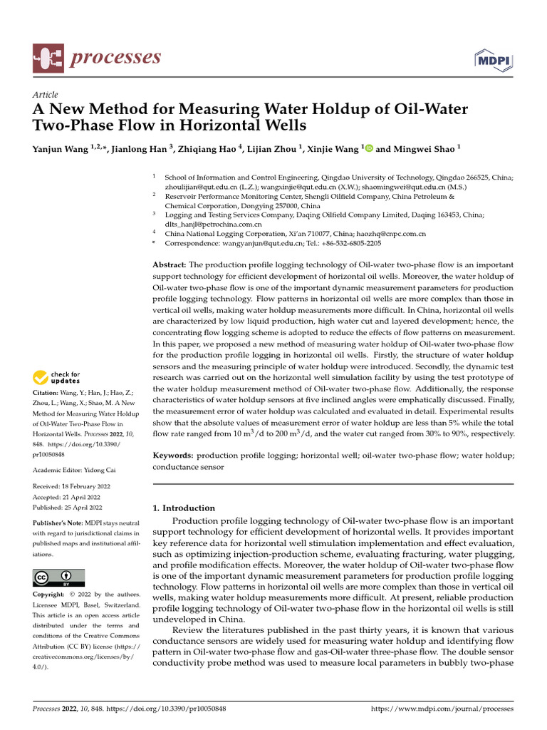 A New Method for Measuring Water Holdup of Oil-Water Two-Phase Flow in ...
