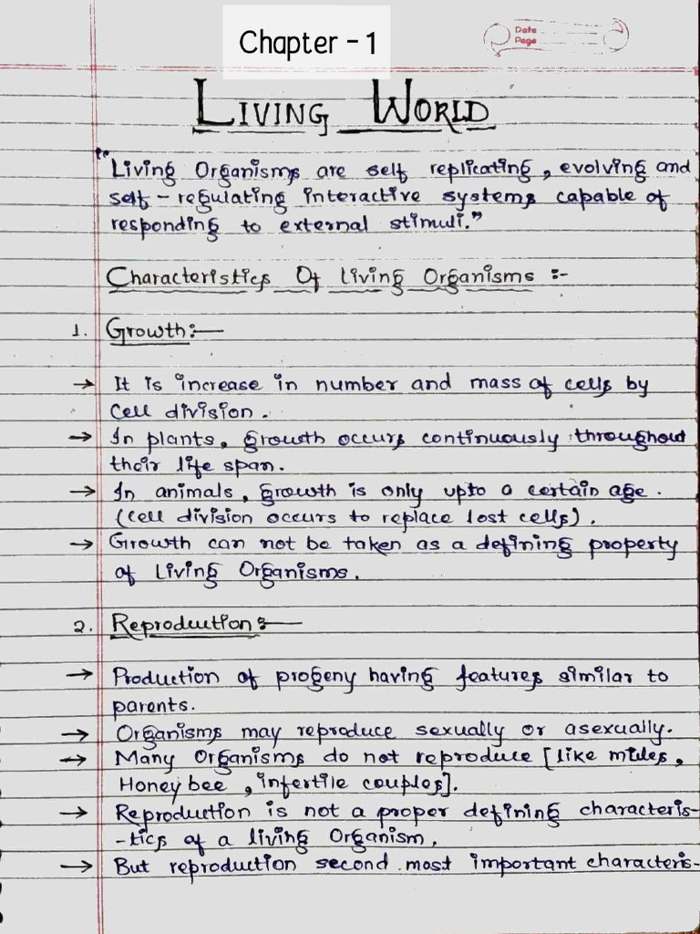 01 The Living World 11th - Handwritten Notes - by Zeeshan Ali | PDF