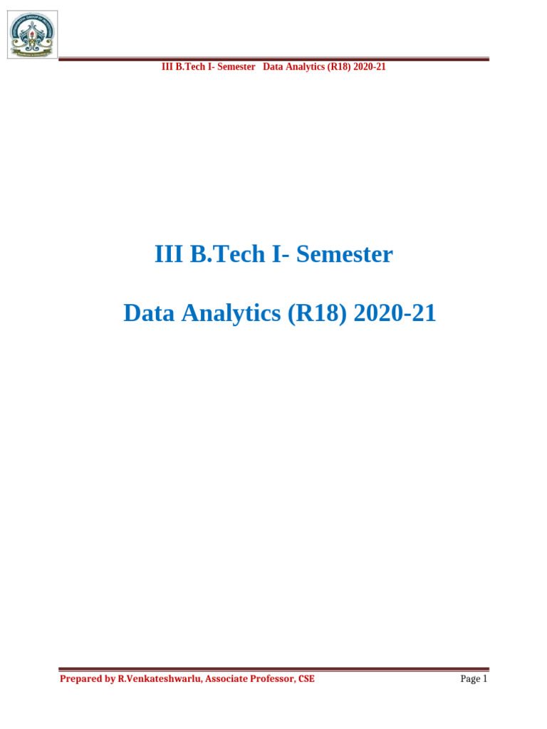 Data Analytics Unit-I | PDF | Accuracy And Precision | Experiment