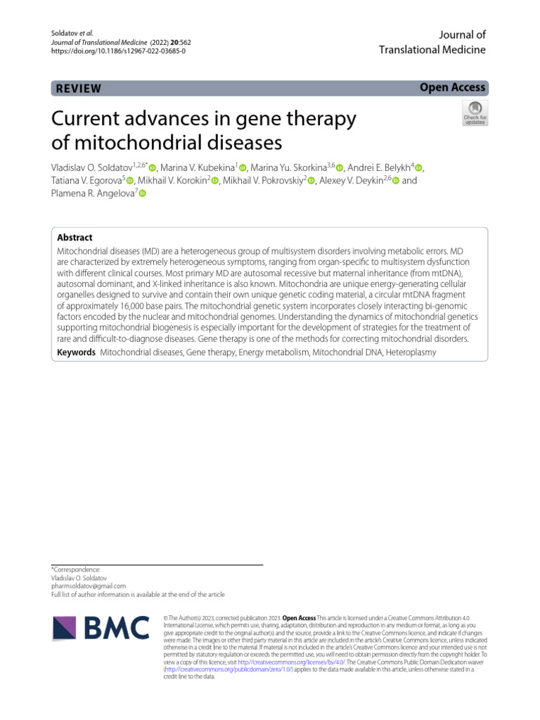 s12967-022-03685-0 | PDF | Mitochondrion | Mitochondrial Dna